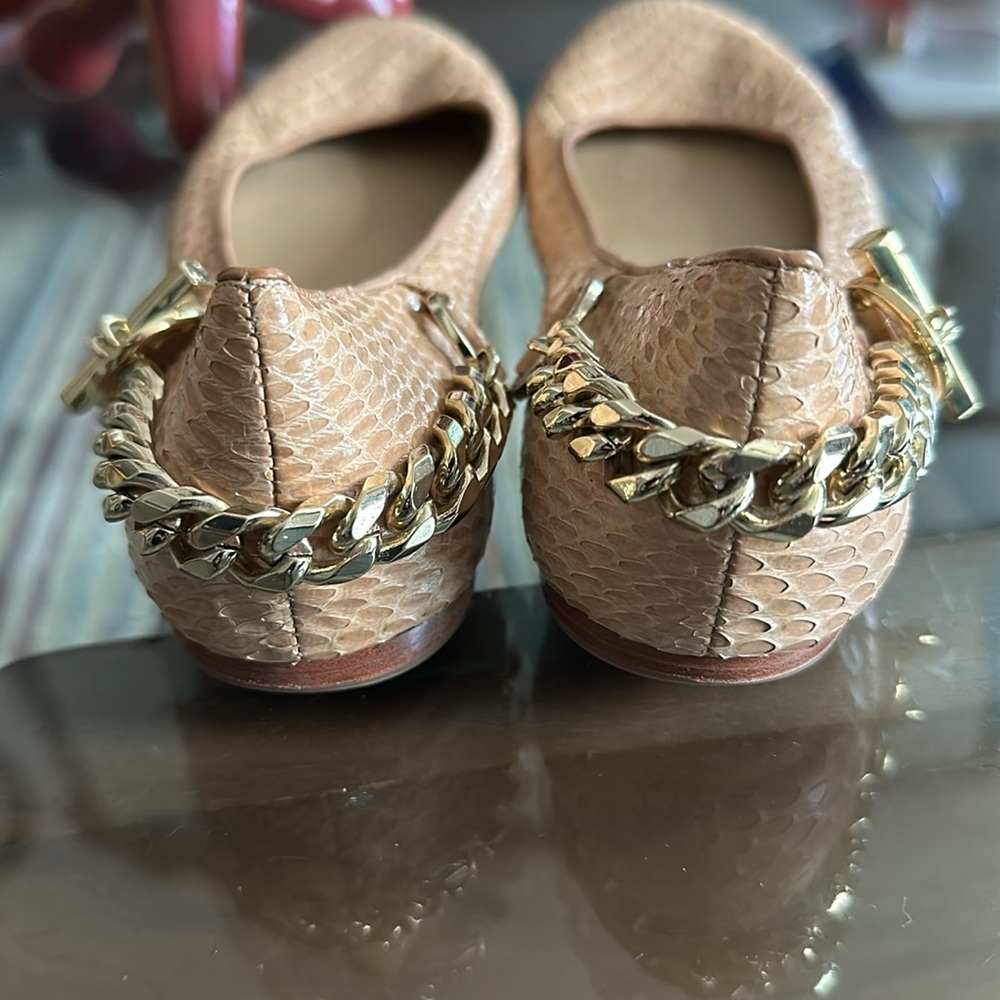 Rachel Zoe Python Snake Gold Chain Ballerina Flats - image 5